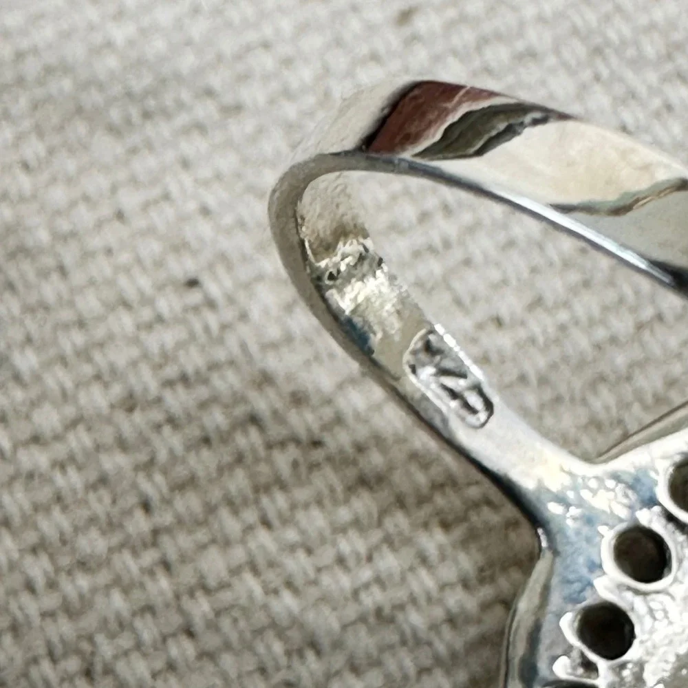 Turquoise Ring Sterling Silver Statement Ring Boho Jewelry Women's‎ 7.25
